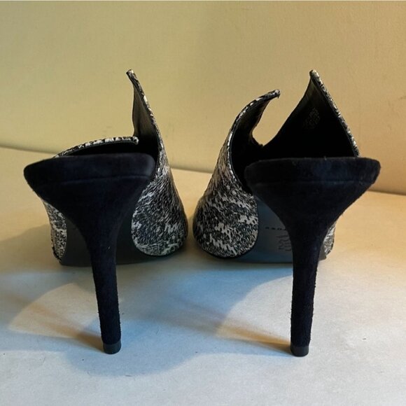 Trina Turk Laguna Leather Snake Print 1940s Style Heels Shoe Open Toe Women's 8 - Picture 3 of 9